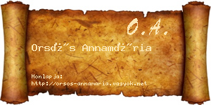 Orsós Annamária névjegykártya